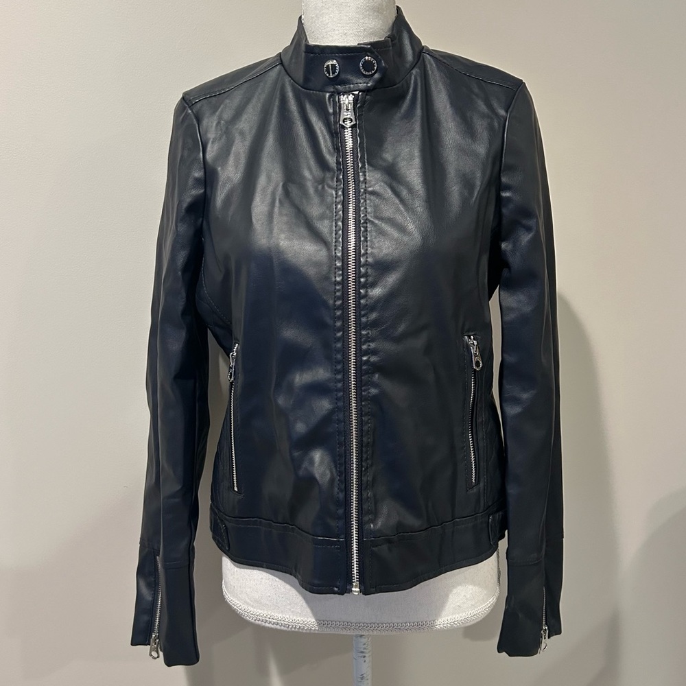 French Connection Faux Black Leather Jacket